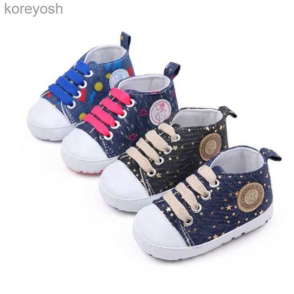 Обувь для первых ходунков для новорожденных мальчиков, модные детские парусиновые кроссовки, обувь для маленьких девочек на шнуровке, обувь для детских кроваток для малышей, обувь для первых ходунковL231016