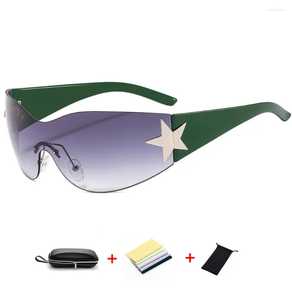 Sonnenbrille Punk Sport Y2k Stern Randlose Frauen Marke Designer Sonnenbrille Für Männer UV400 Brille Shades Ein Stück