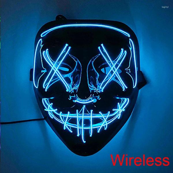 Fontes de festa sem fio led máscaras de carnaval cosplay traje halloween neon purga máscara masquerade adereços