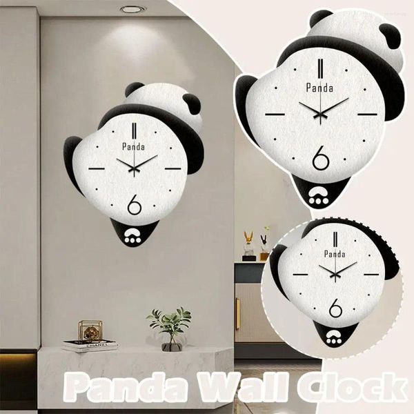 Orologi da parete Orologio Panda carino Soggiorno silenzioso creativo Apprendimento Asili nido Decorazioni per cartoni animati per bambini Camere da letto per la casa Q4Y7