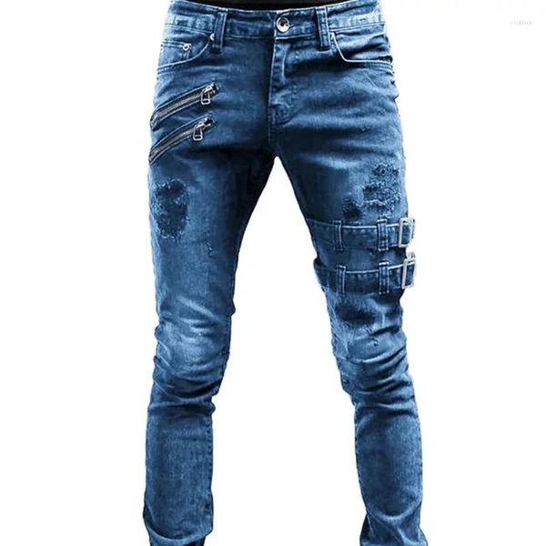 Jeans para hombres Hombres rectos Cintura alta Jean Primavera Verano Boyfriend Streetwear Flaco Casual Pantalones largos de mezclilla Pantalones