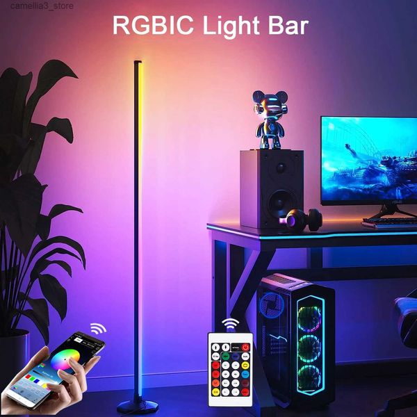 Lampade da terra Smart Led RGB Barre luminose Lampada da terra 120CM Controllo app Bluetooth Sincronizzazione musicale Luce notturna per camera da letto Soggiorno Sala giochi Q231016