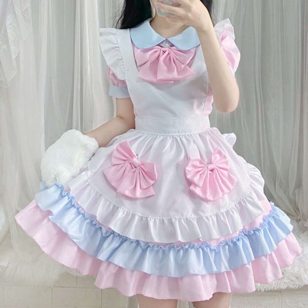 Donna Lolita Maid Uniform Pink Costume Cosplay Sweer Lolita Dress Kawaii Dress Gioco di ruolo Halloween Party Cosplay Anime Abbigliamento