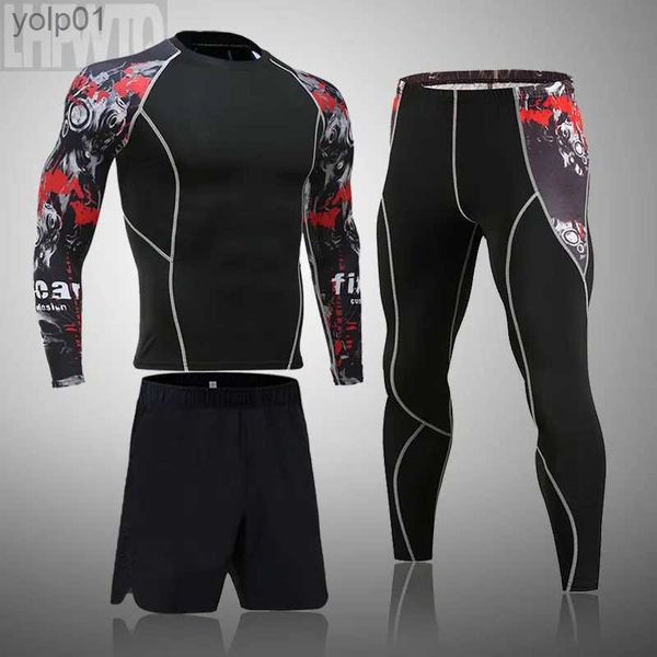 Fatos masculinos terno esportivo masculino mma rashgard secagem rápida roupas esportivas roupas de compressão kit de treinamento de fitness roupa interior térmica leggingsl231016