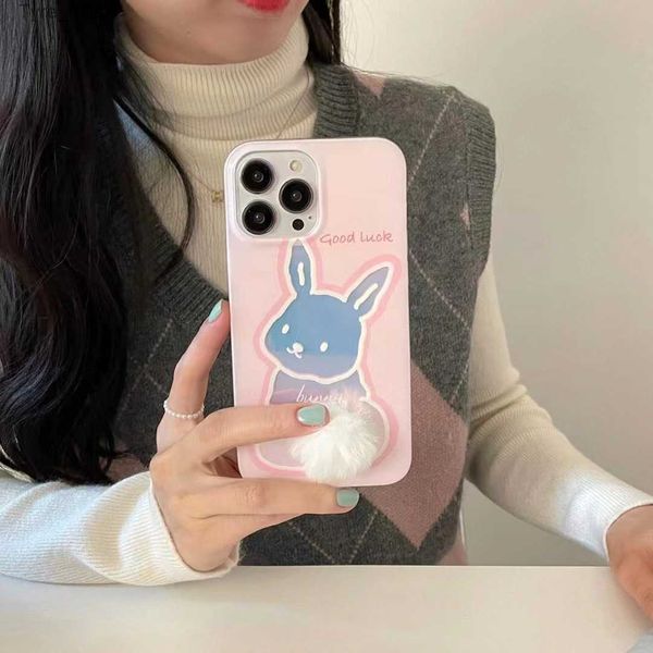 Handyhüllen Laser Pink Rabbit Apple Phone Case 14promax Geeignet für iPhone 12 Schutzhülle Cute Girl PlushL2310/16