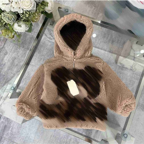 Marca casaco de cordeiro para crianças boneca urso impressão criança jaqueta com capuz tamanho 100-160 cm moda bebê outono quente outwear set15