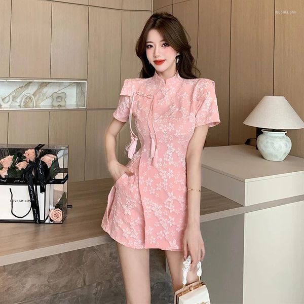 Arbeit Kleider Frauen Hohe Qualität Cheongsam Kleid Anzüge 2023 Sommer Mode Trend Einzigartige Zarte Taste Brechen Set Für