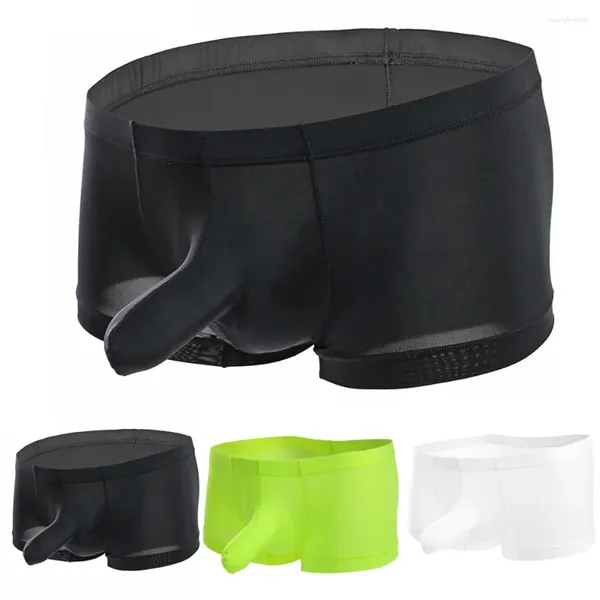 Mutande Boxer da uomo Intimo di seta di ghiaccio Boxer con cavallo 3D Pantaloncini con naso di elefante Slip Costumi da bagno Tronchi Lingerie Sottile Nuoto maschile