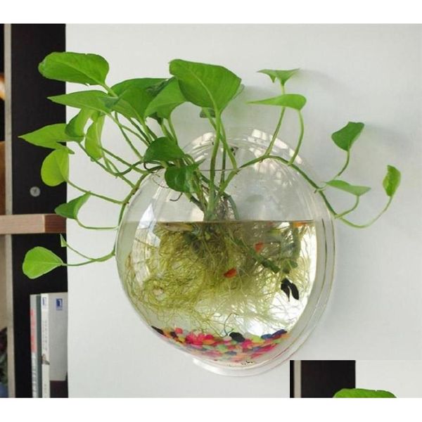 Vazolar teraryum topu küre şekli açık asılı cam vazo çiçek ekici saksılar duvar balık tankı akvaryumu konteyner homw dekor247h7403 d dhiel