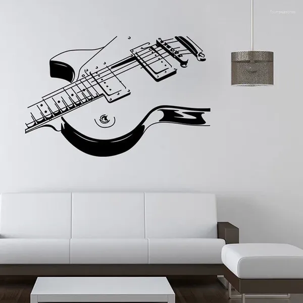 Autocollants muraux Instrument de musique guitare autocollant musique Studio décoration murale abstraite décalcomanies AZ789