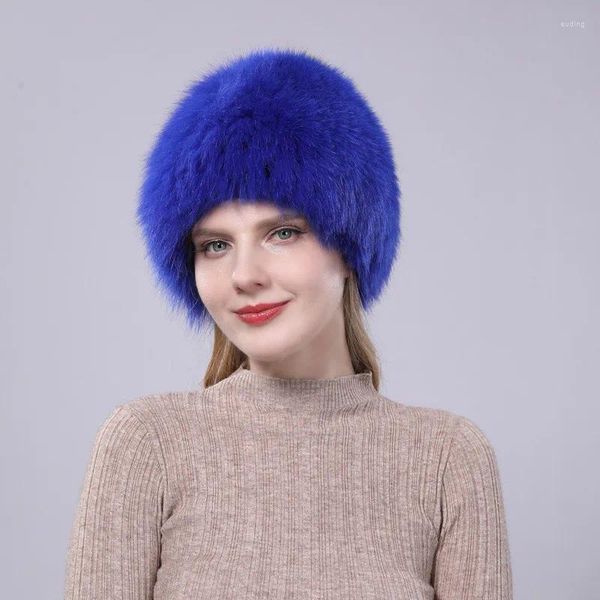 Berets Natürliche Pelz Hüte Für Frauen Echte Mützen Kappe Gestrickte Russische Winter Dicke Warme Mode Caps Silber Dame