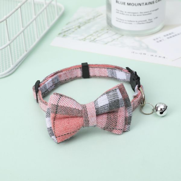 Britisches Plaid, verstellbares Schleifenhalsband, Haustier-Glockenhalsband, Patch, Katzenabzug, Katzen-Hundehalsband, 5 Sätze/Stück