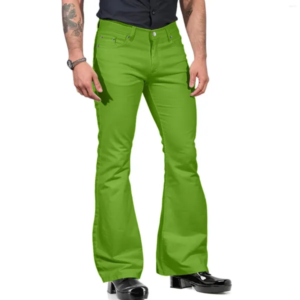 Calças masculinas moda casual cor sólida bolso calça sino bottoms solto rua cintura alta 2023 magro retro reta perna larga jeans