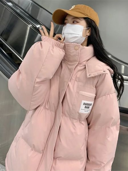 Damen-Daunenparka-Kleidung, rosa Kapuzenjacken, koreanischer Stil, modisch, verdickt, warm, weiblich, Puffer, Baumwolle, gepolstert, Oberbekleidung, Winteroberteile 231013