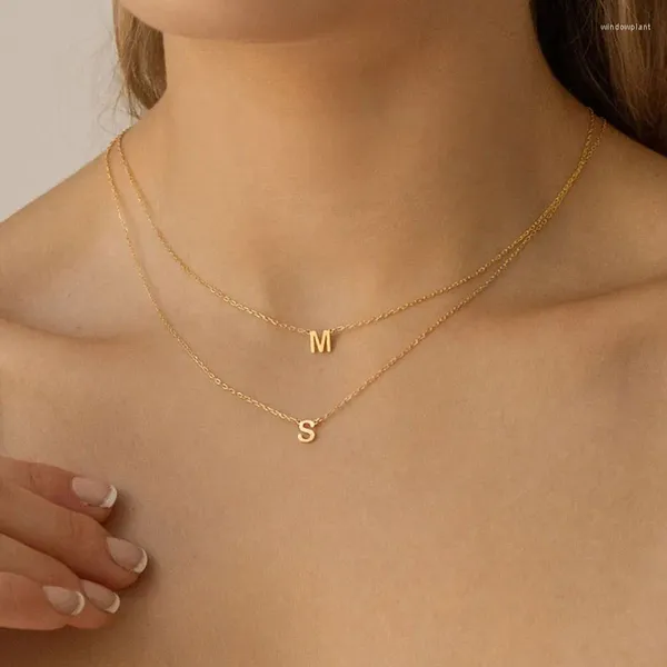 Colares de pingente colar inicial para mulheres encantos de cadeia de metal letras de aço inoxidável jóias corte único nome