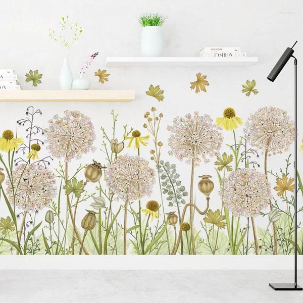 Adesivos de parede grande dandelion para sala de estar quarto rodapé adesivo decalques ecológicos arte decoração de casa