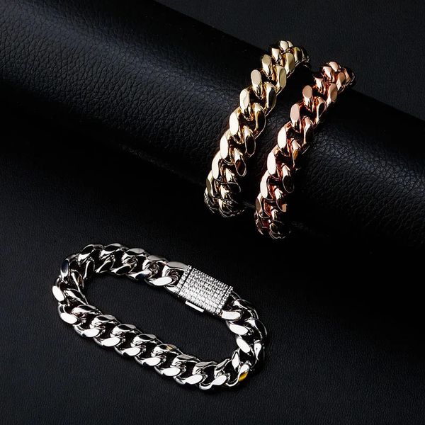 Corrente vintage 14k banhado a ouro cuba pulseira pulseiras 10-12mm estética hip hop estilo mão para homens moda jóias acessórios 231016