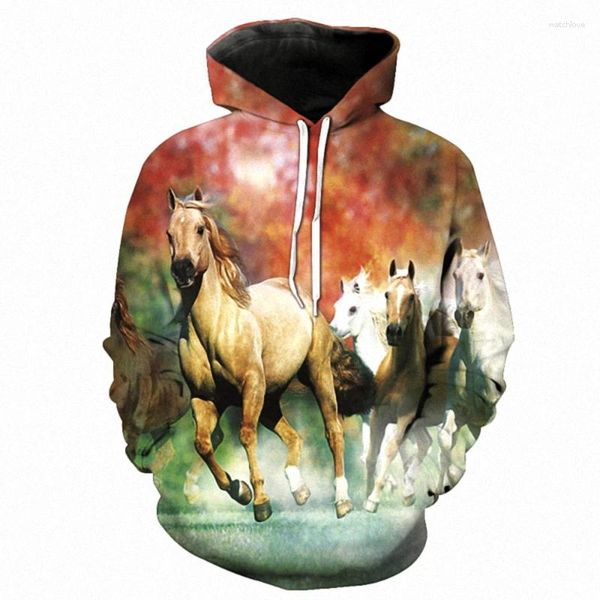 Herren Hoodies Mode Sweatshirts Mann Frauen 3D-Druck Tier Rrun Quickly Pferd Hoodie Jungen Mädchen Unisex Langarm Mantel