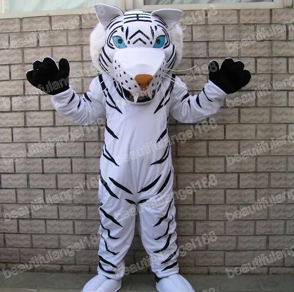 Halloween-Maskottchen-Kostüm mit weißem Tiger, hochwertiges Cartoon-Themen-Charakter-Karneval, Unisex-Erwachsene-Outfit, Weihnachtsfeier-Outfit-Anzug