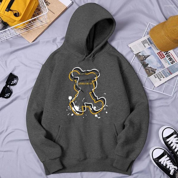 Felpe con cappuccio da uomo Lovely Bear Outline Creativity Design Felpe da uomo Felpa con cappuccio di qualità classica Basic Street con cappuccio Marchio di moda Streetwear