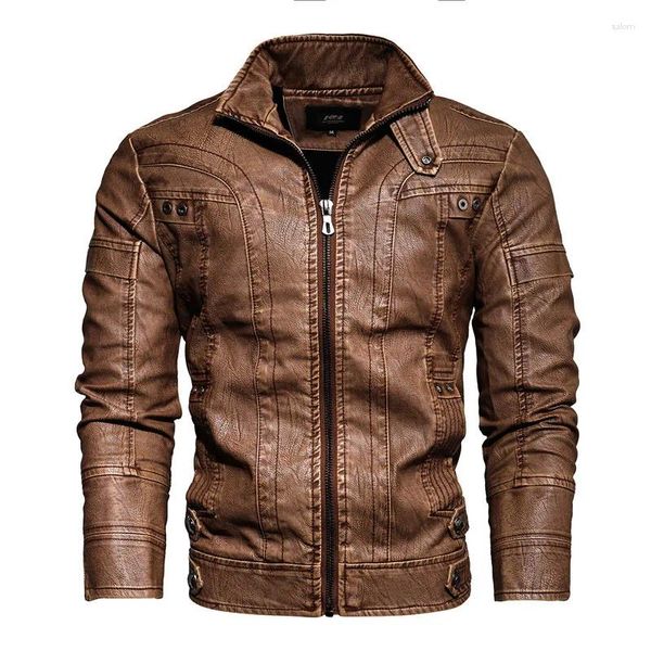 Мужские куртки Кожаная одежда Высокое качество Имитация ПУ Топ Ретро Внешняя торговля Европейская и американская куртка