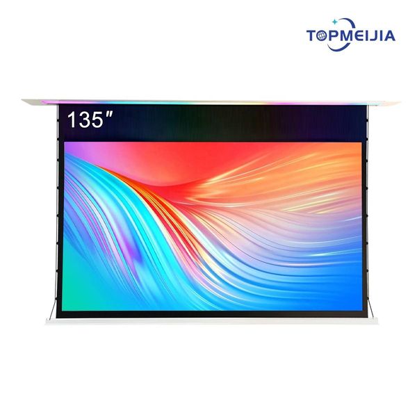 135-дюймовый интеллектуальный потолочный утопленный проекционный экран, моторизованный проекционный экран ALR с изменяющей цвет атмосферной подсветкой