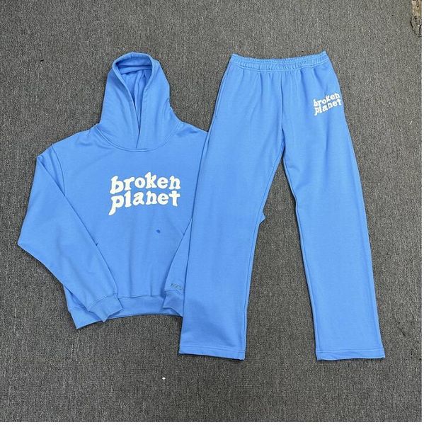 Brooken Planet Set di lettere in schiuma di base Set sportivo di pantaloni a maniche dritte in maglione con cappuccio da uomo e da donna di marca di moda allentata