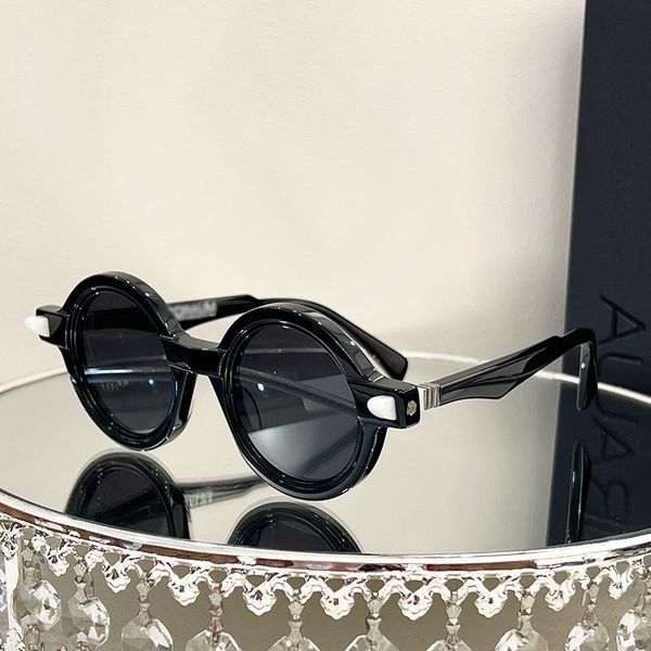 Designer-Sonnenbrillen für Männer und Frauen, handgefertigte Luxus-KUB RAU Q7-Brille mit rundem Rahmen und UV-Schutzbox für den Außenbereich, Markensonnenbrille