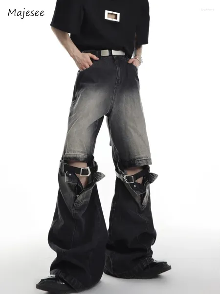 Jeans masculinos homens lavados buraco vintage comprimento total estilo americano high street namorado chique all-match outono denim calças faculdade