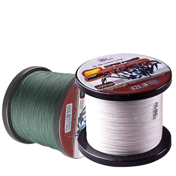 Linea treccia 1000 m Super Power Multifilamento 4 fili PE Linea da pesca intrecciata 12-80LB Spider Cord Carpa Linha De Multifilamento Para Pesca 231016