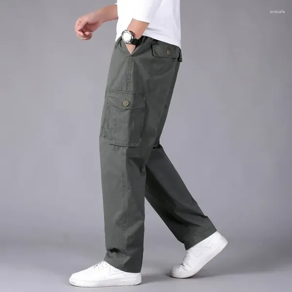 Männer Hosen Mann Cargo Baggy Baumwolle Casual Breite Große Größe Schwarz Hosen Koreanische Mode 2023 Grau Gerade Hosen