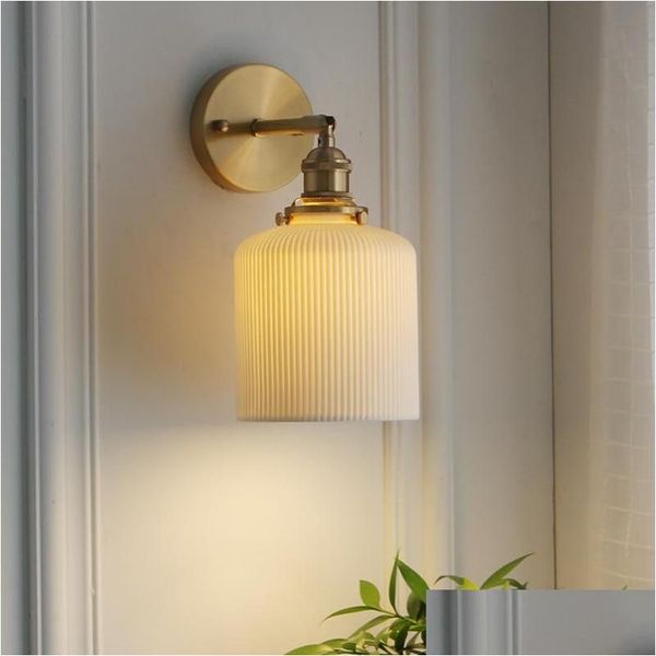 Duvar lambası duvar lambası modern İskandinav Sconce lambaları oturma odası mutfak başucu ayna ön aydınlatma cam ev ışık fikstür seramik sanat dhxif