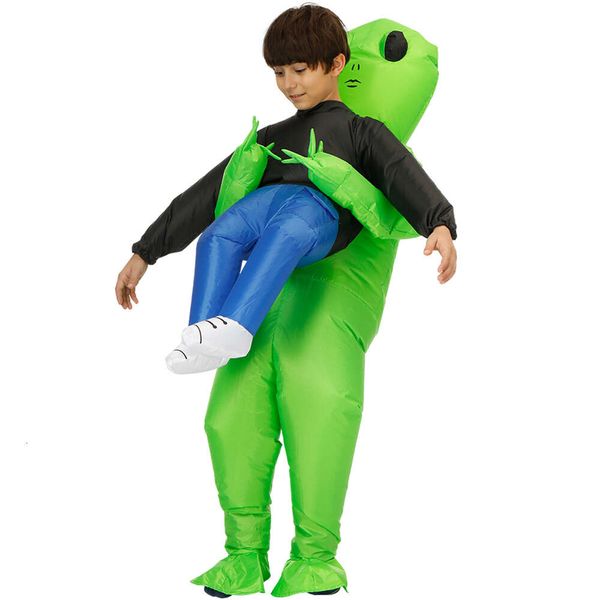 Cosplay Bambini Bambino Verde Alien Iatable Et Costume Ragazze Ragazzi Anime Cosplay Costumi di Halloween Divertenti abiti in maschera per feste gonfiati