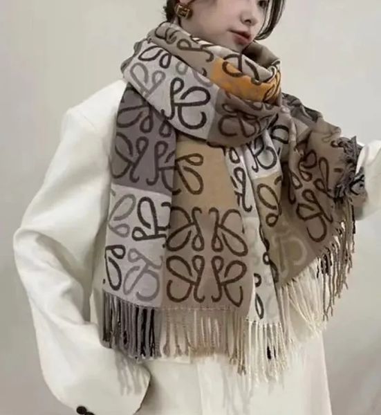 Luo 2023 nova imitação de cashmere fio de ouro xadrez cor correspondência cachecol feminino outono e inverno marca moda versátil xale coreano