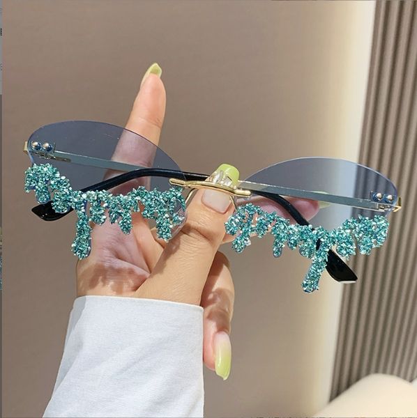 Новые женские бриллиантовые слезы ангела, женские солнцезащитные очки ручной работы с бриллиантами, странные креативные солнцезащитные очки для фотостудии, Прямая поставка