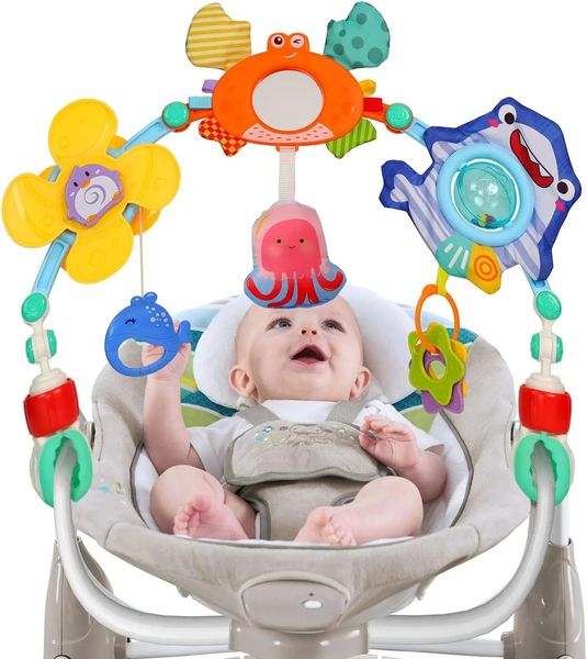 Mobiles Montessori Baby Bogenspielzeug für Neugeborene, sensorische Aktivität, Kinderwagen für Bett, Kinderbett, sicherer Sitz, hängende Rasseln, Komfortspielzeug 231016