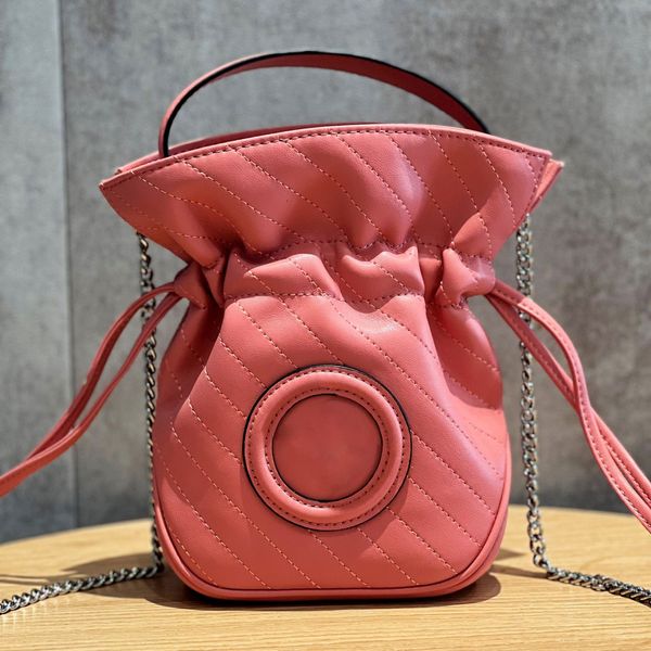 Дизайнерская сумка-тоут Неоновая сумка-ведро Мини-цепочка через плечо 5А Качественная кожаная сумка на плечо Женская сумка Кошелек на шнурке
