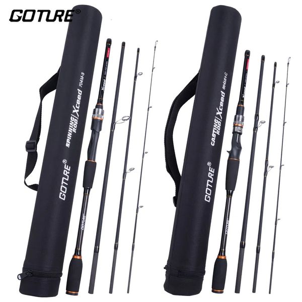 Varas de pesca de barco Goture Xceed 4 seções Vara de pesca de viagem com anel guia Fuji Fibra de carbono 1.98-3.6M Vara de isca de fundição giratória para pesca de carpa 231016