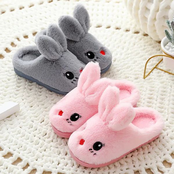 Hausschuhe Kinder Baumwolle Hausschuhe Prinzessin Warme Kinder Winter Niedlichen Kaninchen Cartoon Indoor Pelzigen Schuhe Kleines Mädchen Weichen Boden Hause Schuhe 231013