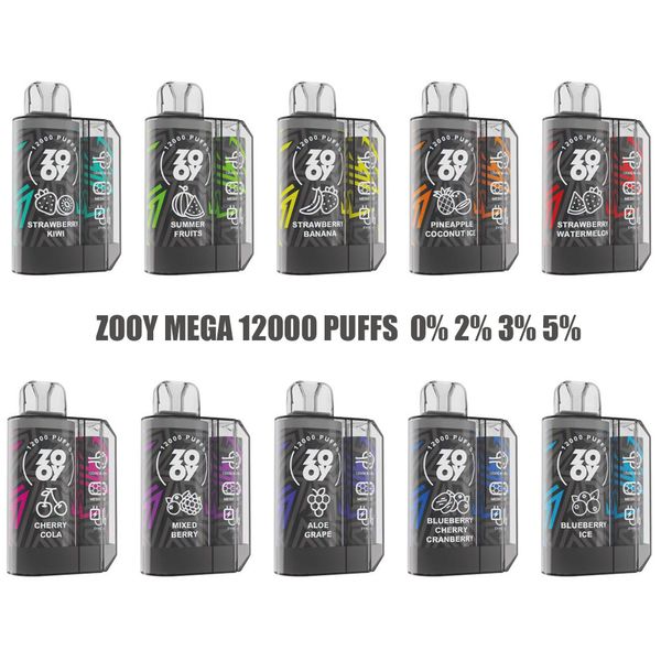 Zooy Mega 12k Crystal Vape 0% 2% 3% 5% E-Zigarette Einweg-Vape 12000 Züge Bar Vape Pen Pods Randm Tornado Vaper Auswechselbarer 650-mAh-Akku vorgefüllte Karrenstangen