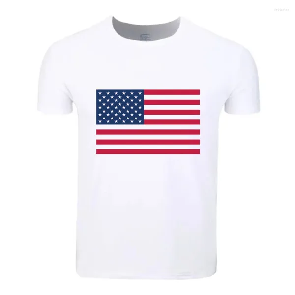 Erkekler Tişörtleri USA America America Bayrak Kalite Baskı Pamuk Yaz T-Shirt Özel Sıradan Yuvarlak Yuvarlak Kısa Kollu AB Boyutu Büyük Boy Tee