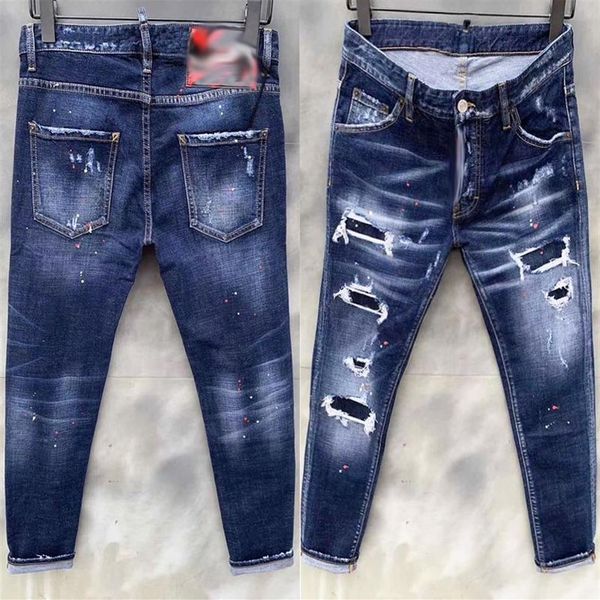 jeans denim da uomo blu pantaloni strappati neri versione skinny rotto stile italiano bici moto rock jean281D