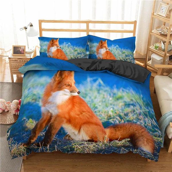 Conjuntos de cama Crianças Duveta Capa Twin Tamanho Microfibra Animal Selvagem Conjunto Laranja Consolador para Criança Meninas Adolescente Quarto Decoração