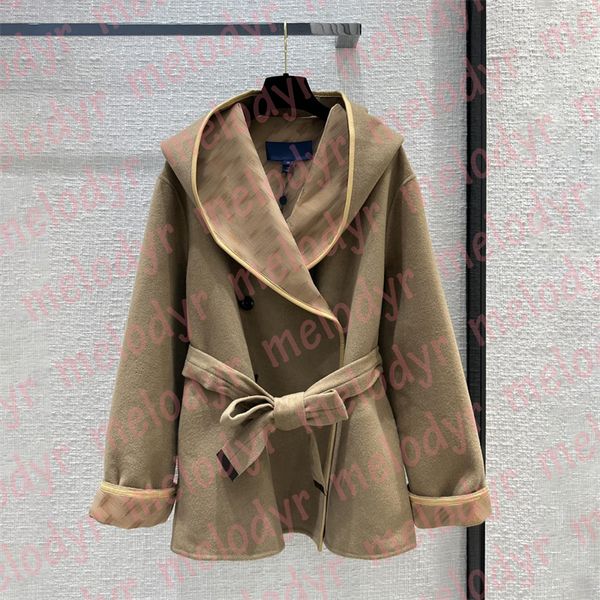 Autunno Inverno Outerwaer Donna Trench in lana Parka caldo Giacca a vento con cappuccio in misto lana antivento per esterno