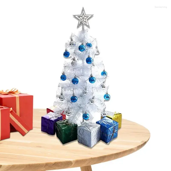 Decorações de Natal Mesa Árvore Mini Conjunto Branco Com Estrela Topper Bateria Operado DIY Artesanato Pinho Em Miniatura