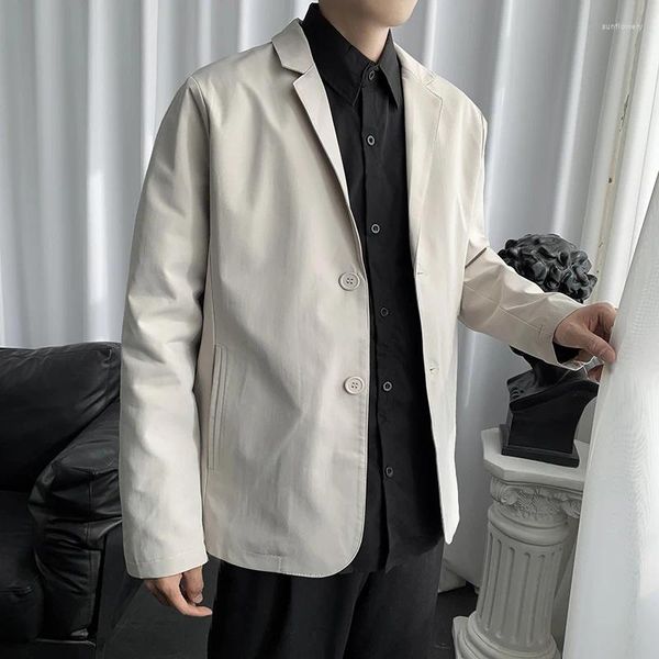 Мужские костюмы 2023, мужской весенне-осенний пиджак, пальто в корейском стиле, базовая модная повседневная одежда на пуговицах, модные мужские пиджаки L62