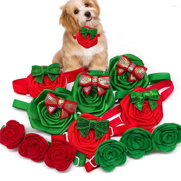 Abbigliamento per cani 30 pezzi Rosso Verde Rosa Stile natalizio Papillon Collari Natale Piccoli papillon Forniture per animali domestici Prodotti per la toelettatura