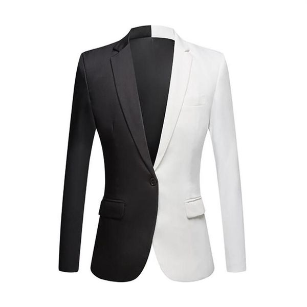 Moda beyaz siyah kırmızı patchwort sıradan ceket erkekler blazers sahne şarkıcıları kostüm blazer ince fit parti balo elbise ceket erkekler 274h