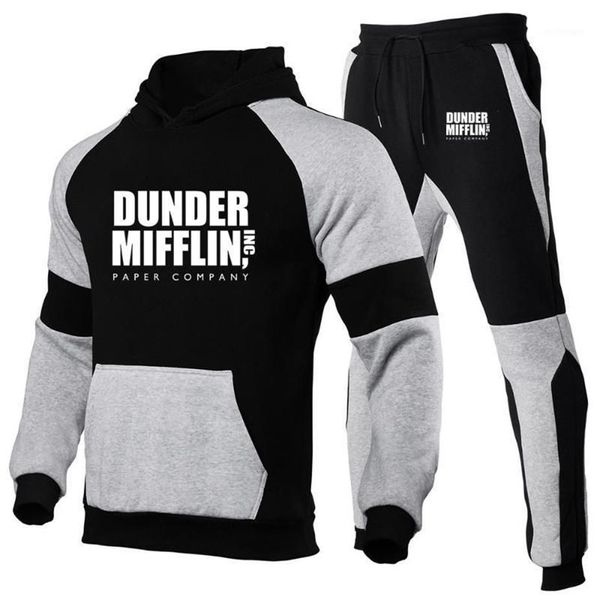 Fatos masculinos DUNDER MIFFLIN PAPER INC Escritório TV Show Impresso Moda Ternos Sportswear Jogging Tracksuit Correndo Hoodies P2499