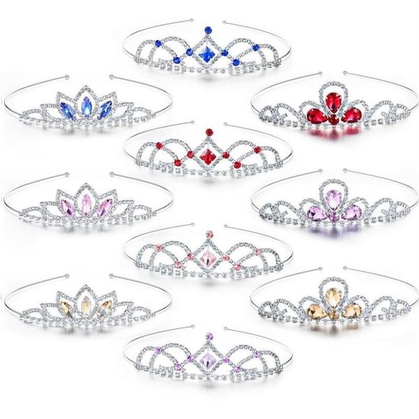 Fermagli per capelli Barrettes 3 pezzi / set Ragazze Principessa Strass Corona Colorata Tiara di cristallo Fascia per bambini Sposa Gioielli da sposa Acce2897